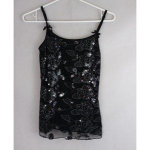 Paper Doll Women's Sheer Lined Sequined Floral Sleeveless Blouse Size Medium